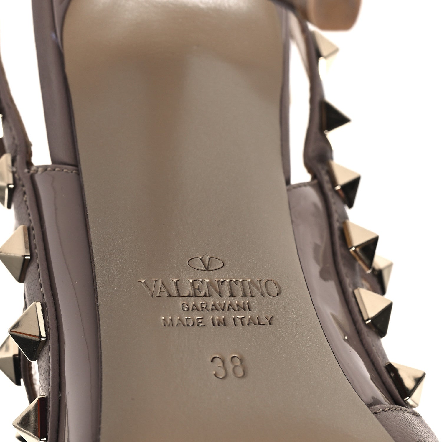 Valentino Garavani Patent Rockstud Ankle Strap 100mm Pumps 38 Poudre 6 of 9