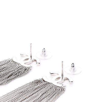 Chanel Crystal CC Chain Drop Earrings Silver 3 of 5