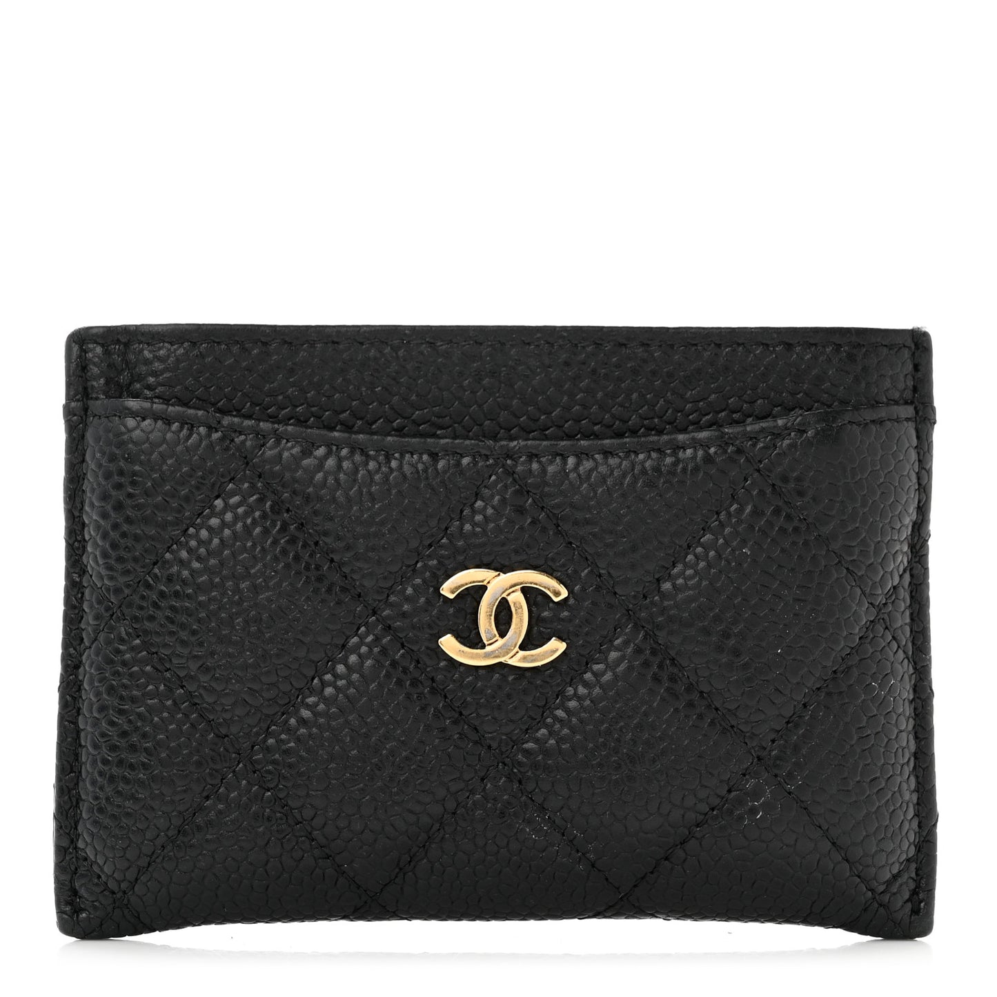 Caviar Quilted Card Holder Black