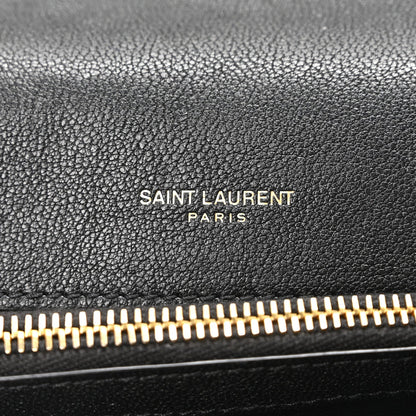 Saint Laurent Sheepskin Matelasse Chevron Monogram Medium College Bag Black 6 of 11