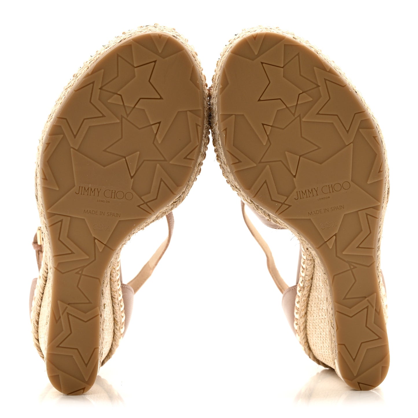 Nappa Studded Dakota 120 Espadrille Wedge Sandals 38.5 Beige