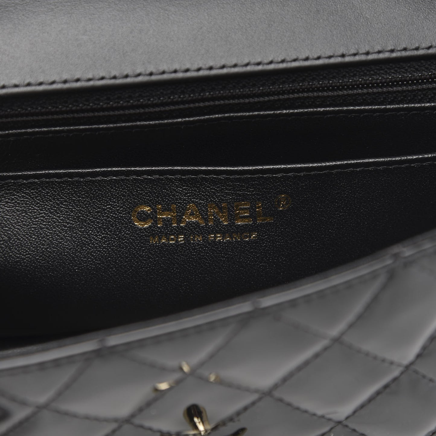 Patent Calfskin Quilted Mini Rectangular Flap Black