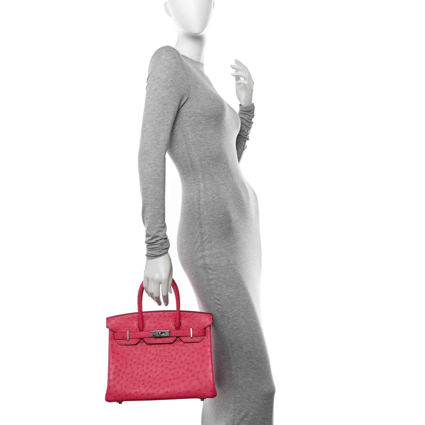 Ostrich Birkin 30 Rose Tyrien