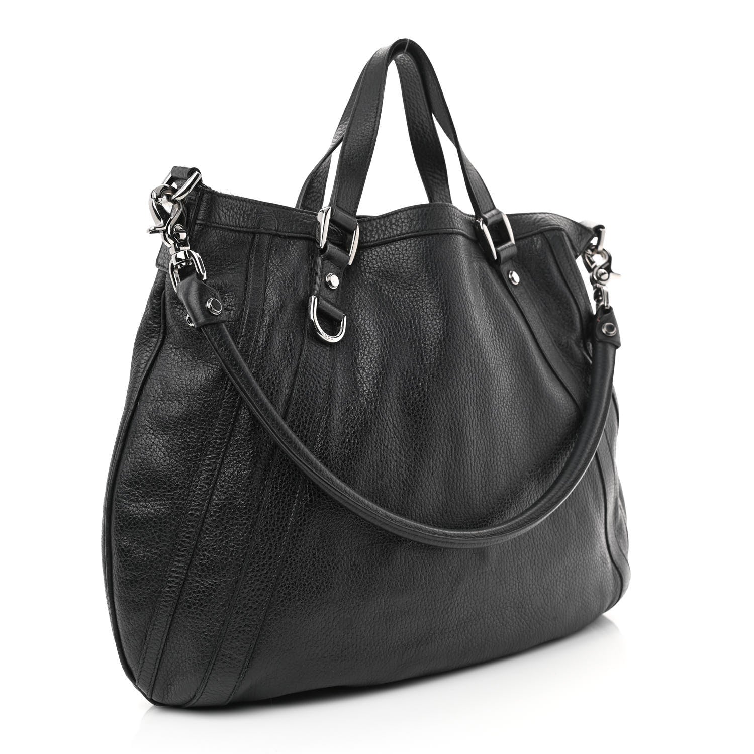 Gucci Pebbled Calfskin Medium Abbey Convertible Tote Black 3 of 17