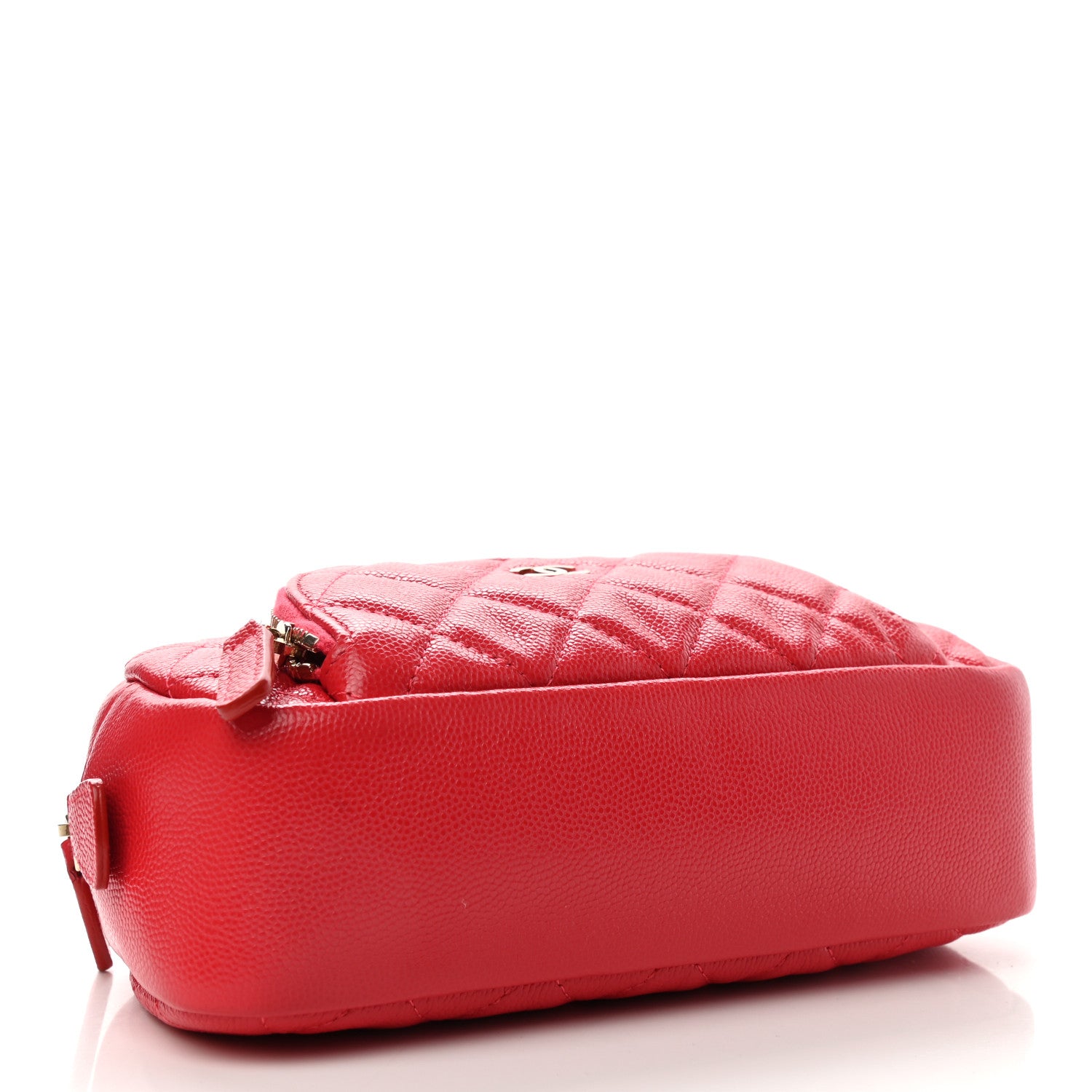 Chanel Caviar Quilted Round Cosmetic Case Red 4 of 11