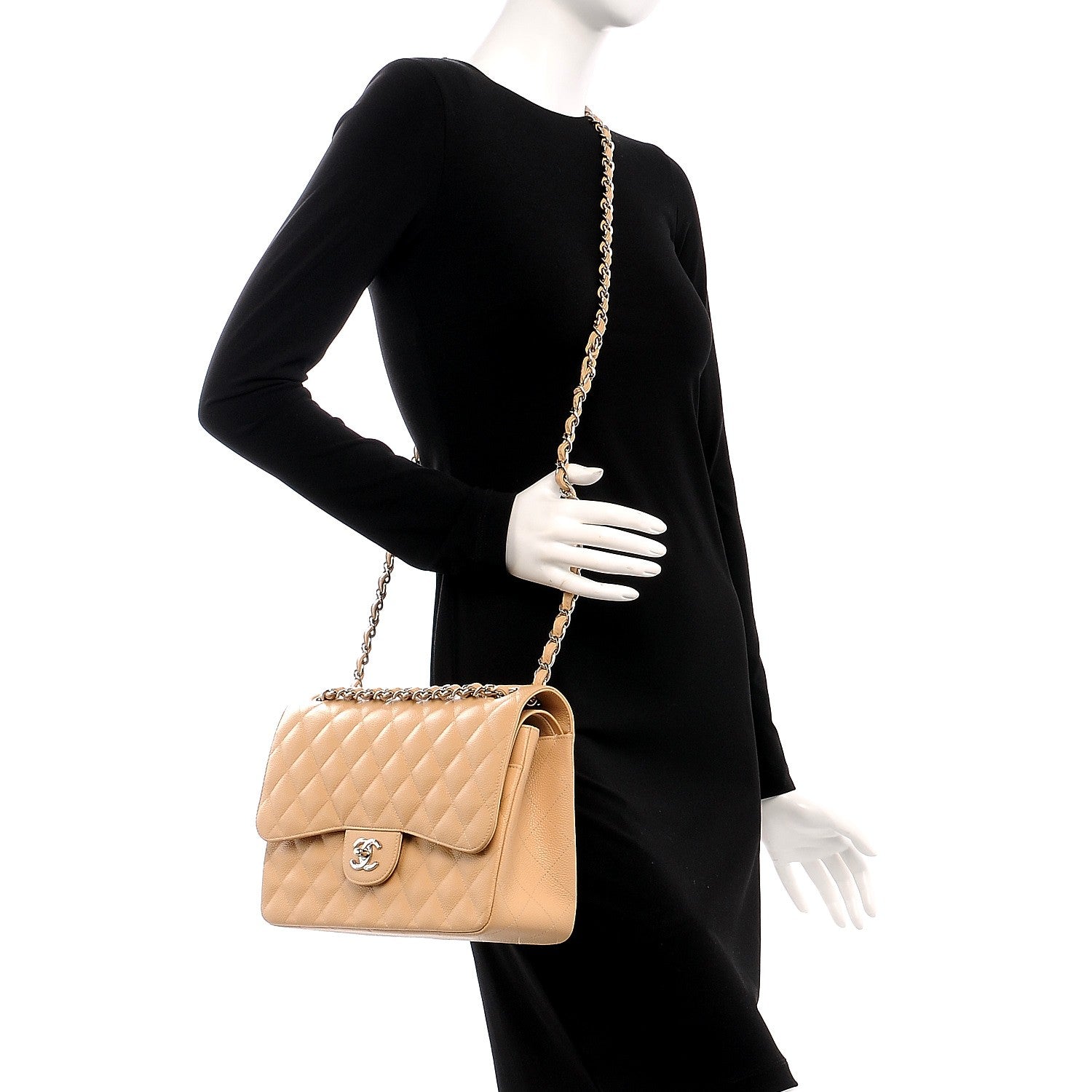 Chanel Caviar Quilted Jumbo Double Flap Beige Clair 3 of 9