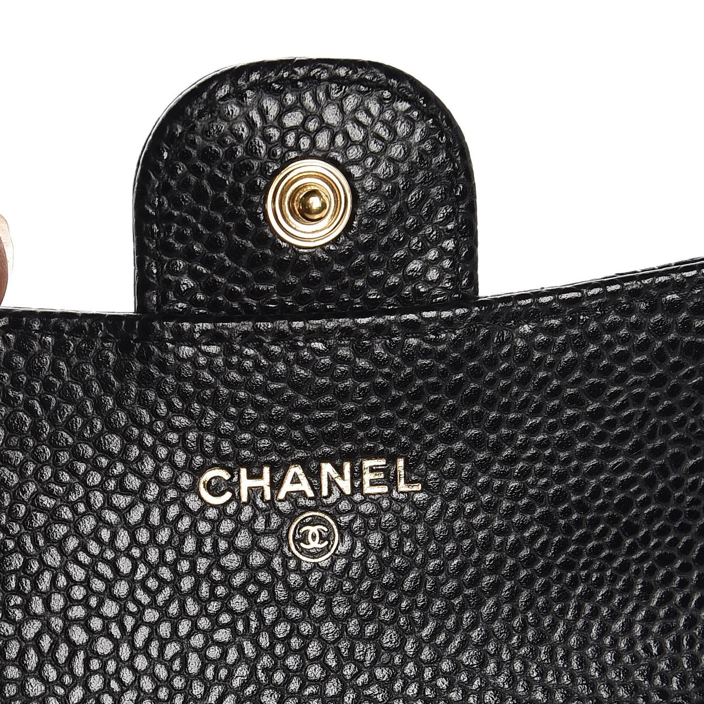Caviar Quilted Flap Card Holder Black