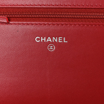 Chanel Lambskin Quilted CC Crossing Wallet On Chain WOC Red 7 of 12