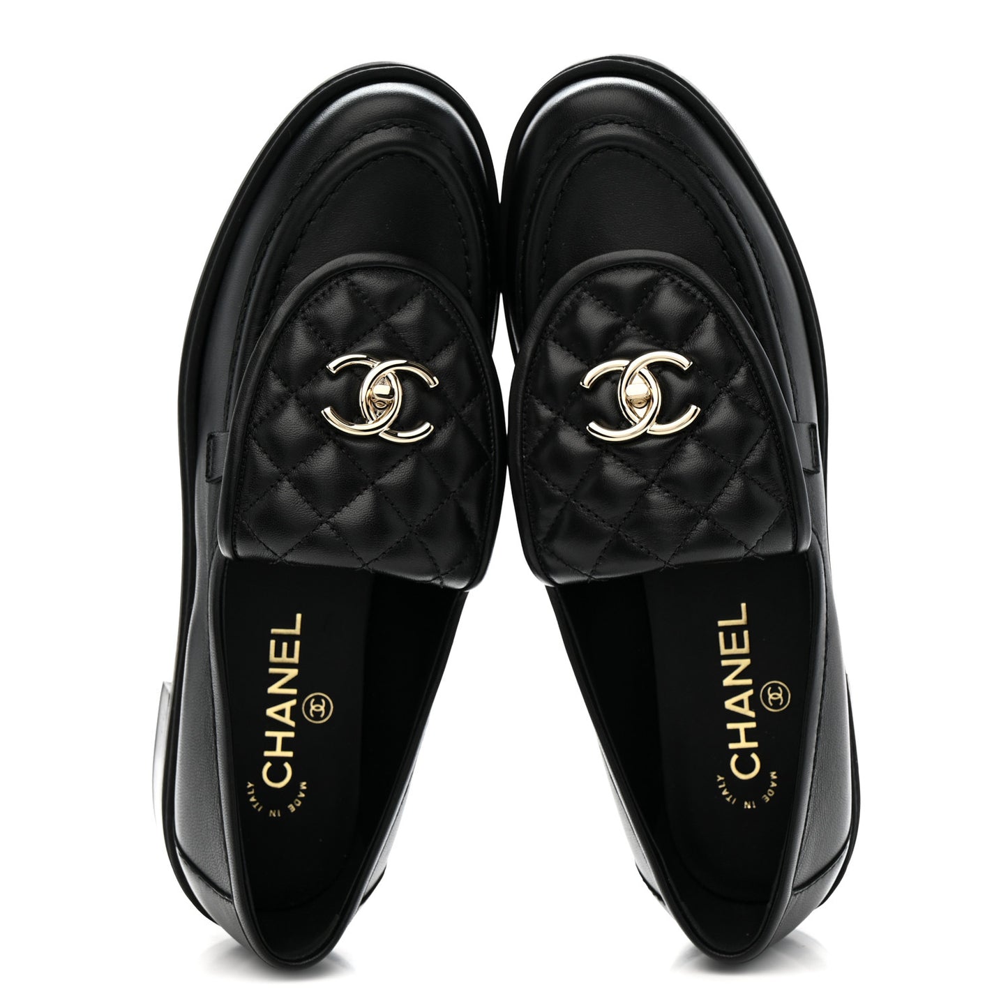 Lambskin Quilted CC Turnlock Loafers 40 Black
