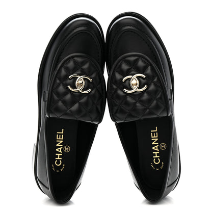 Chanel Lambskin Quilted CC Turnlock Loafers 40 Black 2 of 10