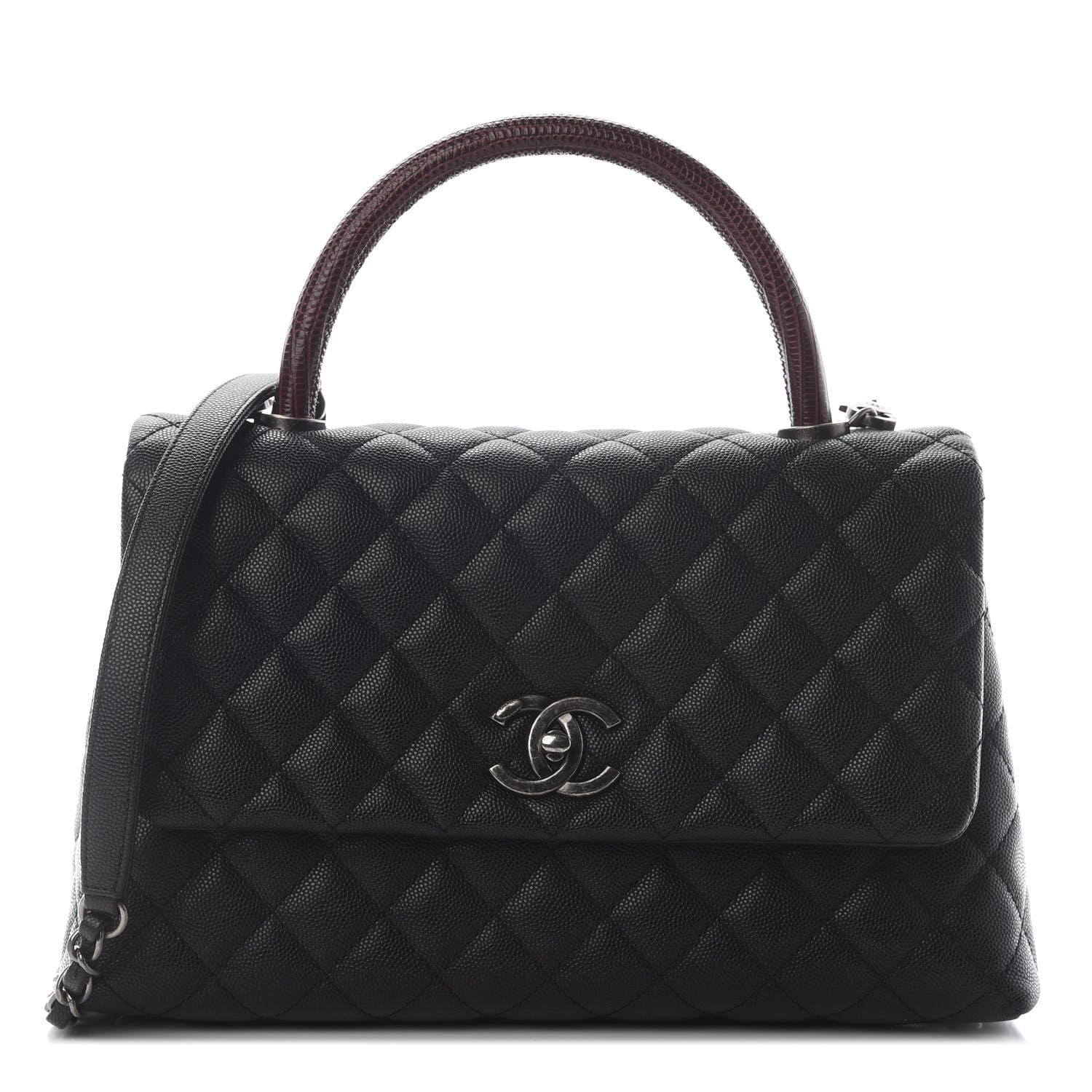 Chanel Caviar Lizard Quilted Small Coco Handle Flap Black 1 of 9