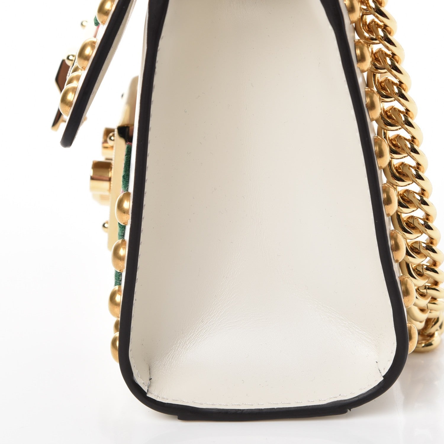 Gucci Calfskin Floral Embroidered Small Padlock Shoulder Bag White 18 of 18