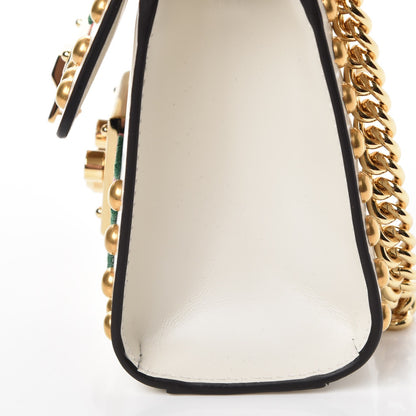 Gucci Calfskin Floral Embroidered Small Padlock Shoulder Bag White 18 of 18