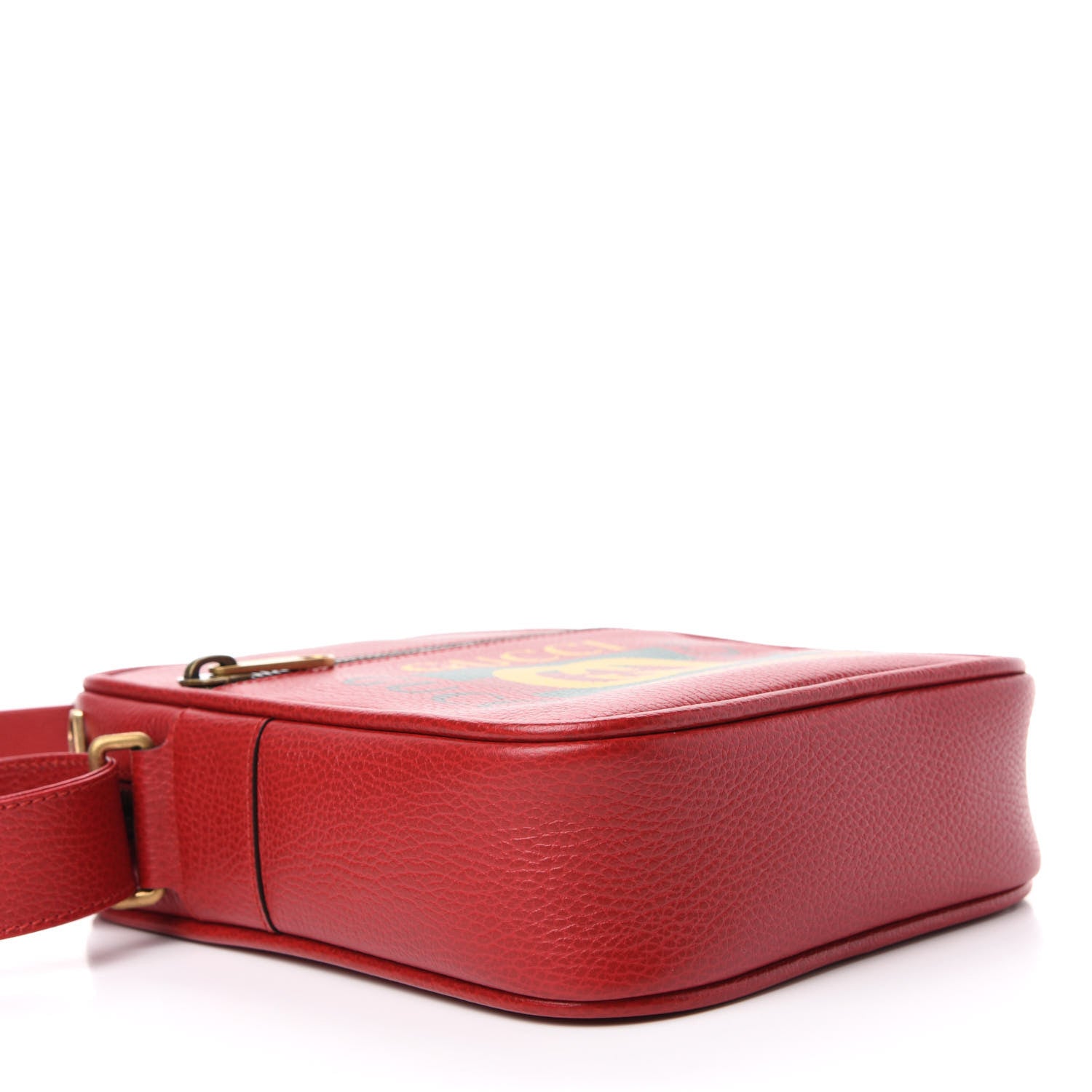 Gucci Grained Calfskin Logo Messenger Bag Hibiscus Red 4 of 10
