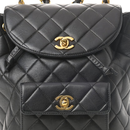 Chanel Lambskin Quilted Drawstring Backpack Black 9 of 14