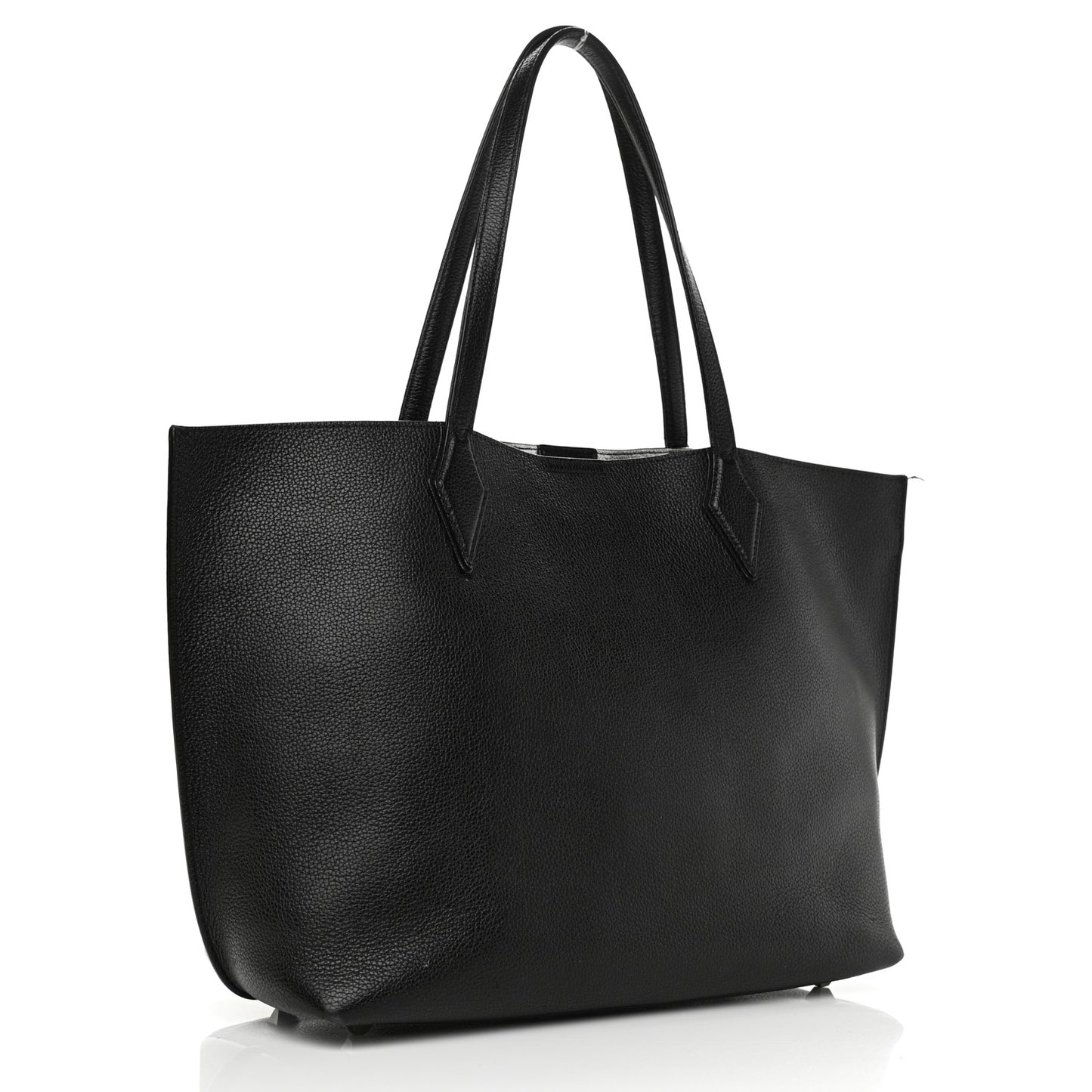 Grained Calfskin Medium Yris Shopper Tote Black