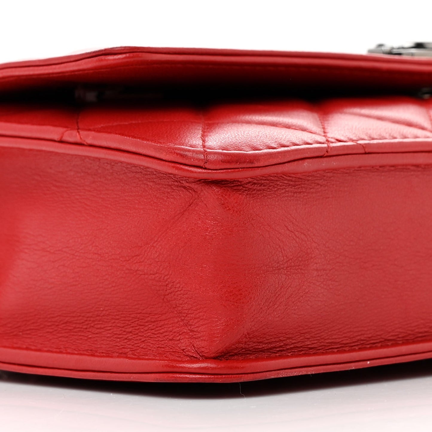 Lambskin Quilted Boy Wallet On Chain WOC Red