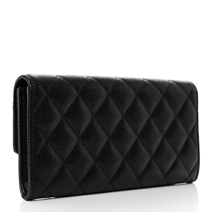 Chanel Caviar Quilted Large Gusset Flap Wallet Black 3 of 8