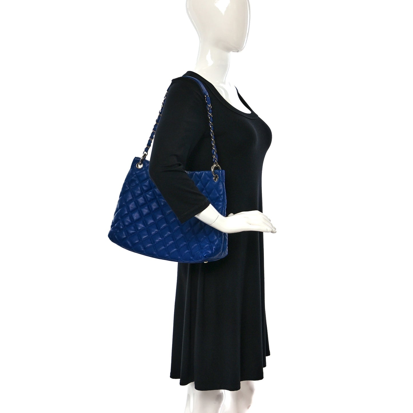 Caviar Quilted Easy Zip Tote Cobalt Blue