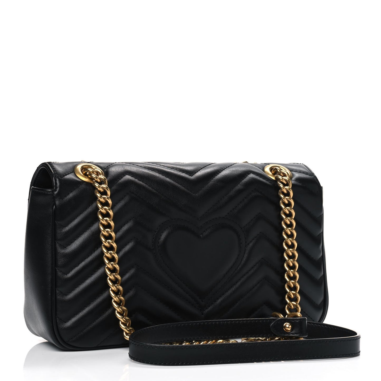 Calfskin Matelasse Small GG Marmont Shoulder Bag Black