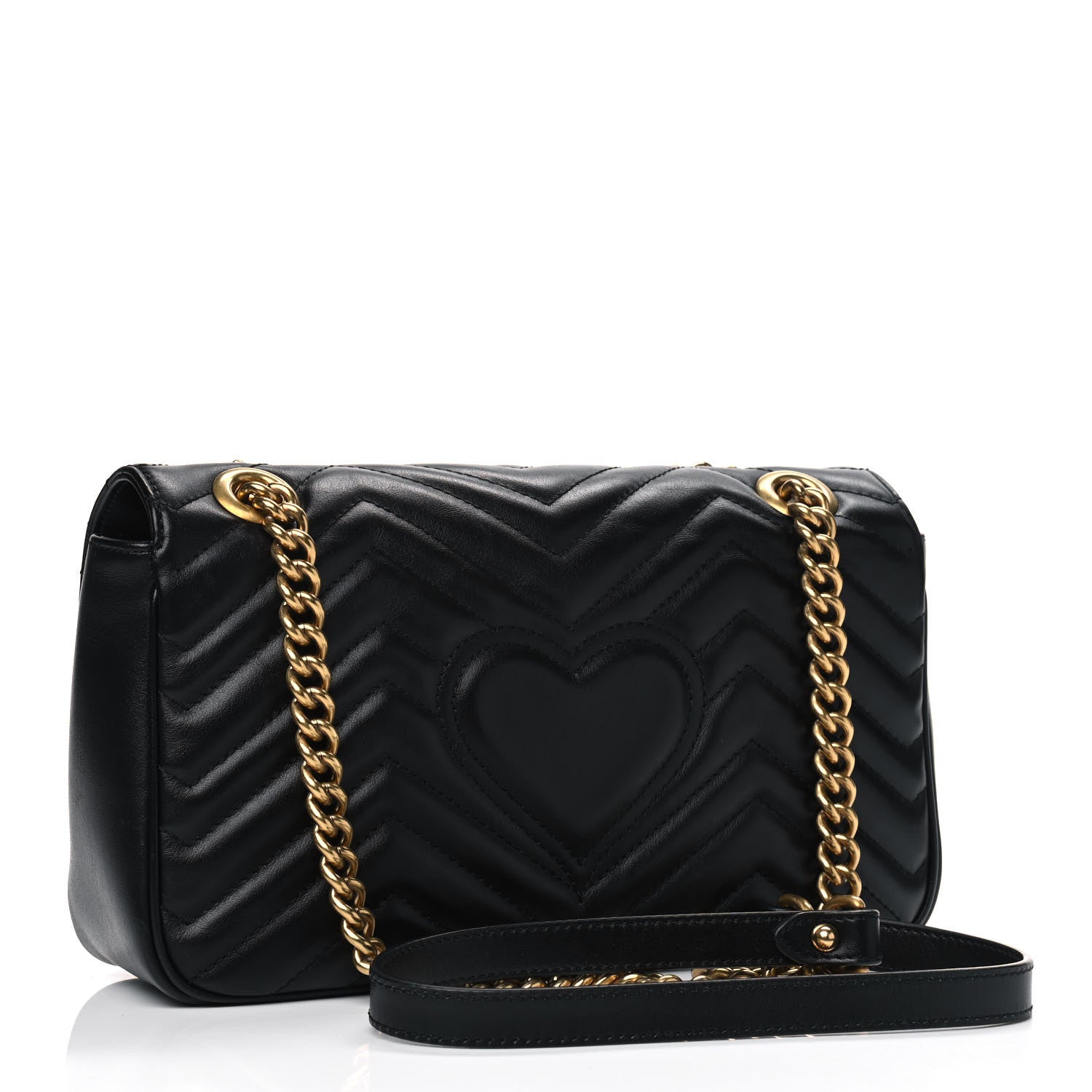 Gucci Calfskin Matelasse Small GG Marmont Shoulder Bag Black 2 of 5