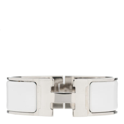 Hermes Enamel Wide Clic Clac H Bracelet GM White 1 of 4