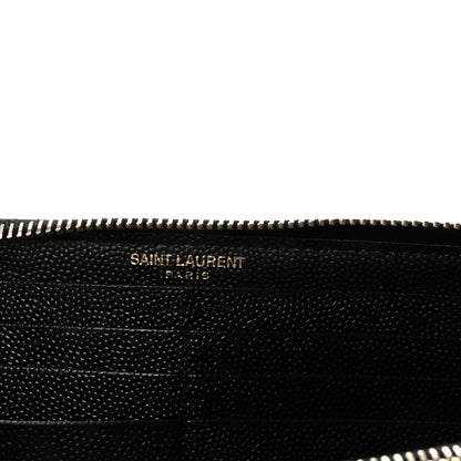 Saint Laurent Grain De Poudre Matelasse Chevron Monogram Zip Around Wallet Black 6 of 6