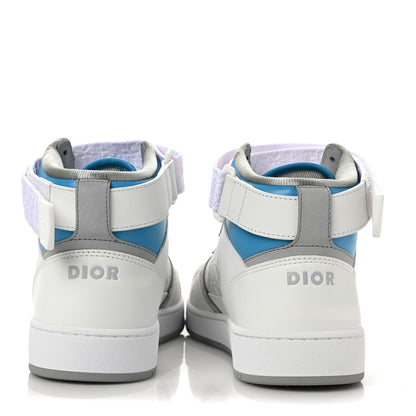 Christian Dior Smooth Calfskin Oblique Galaxy Perforated Mens B27 Mid Top Sneakers 42 Beige Blue 5 of 7