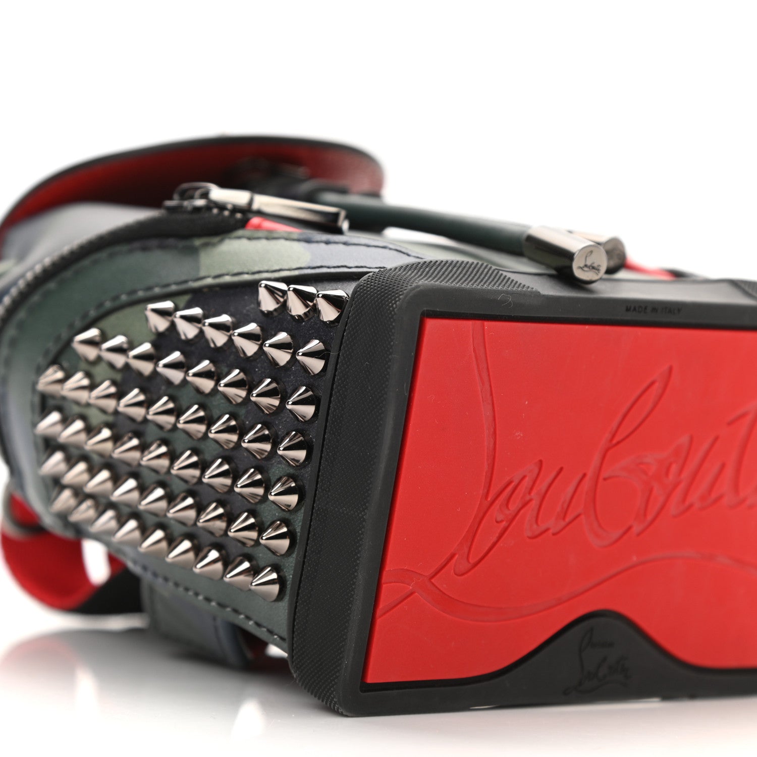 Christian Louboutin Calfskin Spiked Camouflage Mini Explorafunk Keyring Bag Multicolor 8 of 9