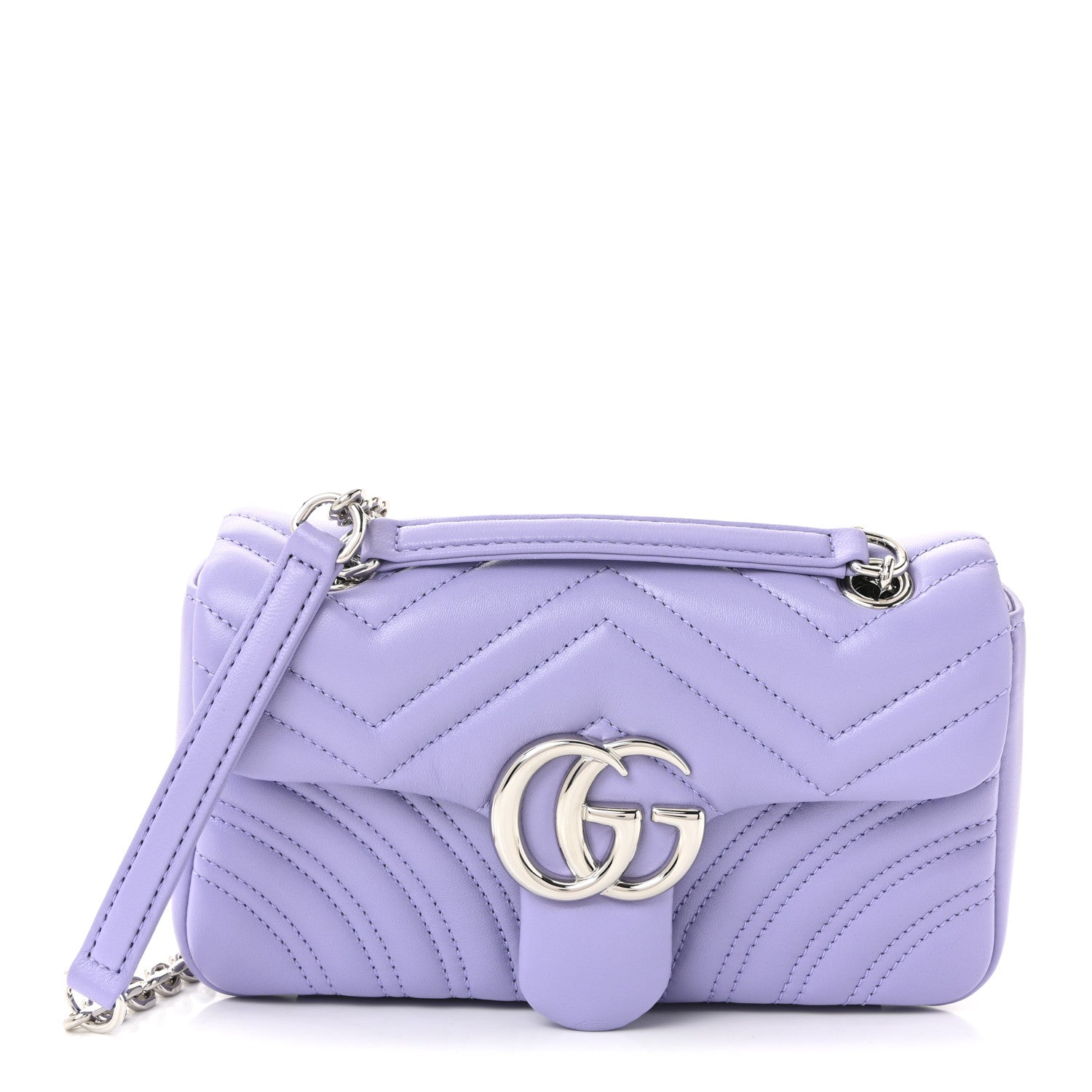 Gucci Lambskin Matelasse Small GG Marmont Shoulder Bag Lapis 1 of 10