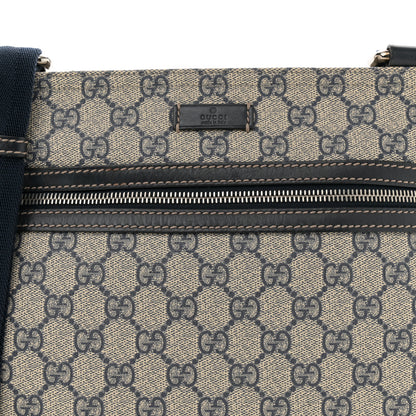 Gucci GG Supreme Monogram Small Flat Side Zip Messenger Bag Beige Blue 8 of 11