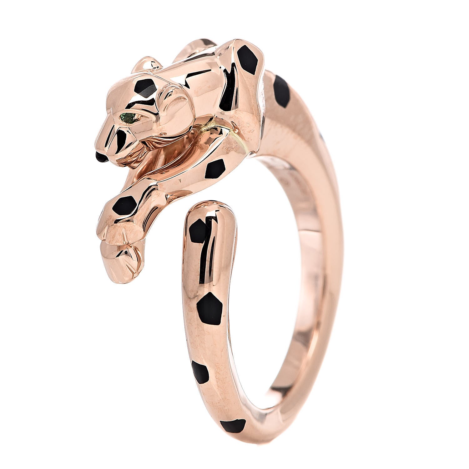 Cartier 18K Pink Gold Tsavorite Onyx Panthère De Ring 52 6 1 of 4