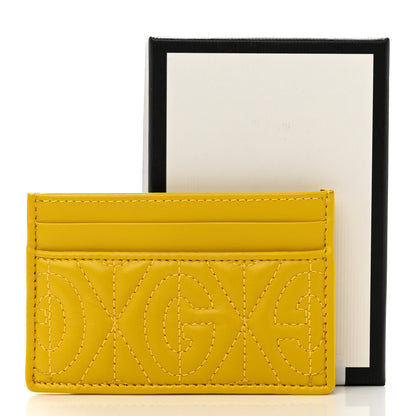 Gucci Calfskin G Rhombus Quilted Card Holder Straw Yellow 7 of 7