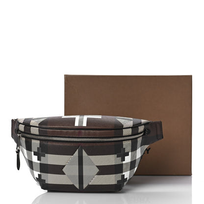 Burberry E-canvas Geometric Check Bum Bag Dark Birch Brown White 9 of 9