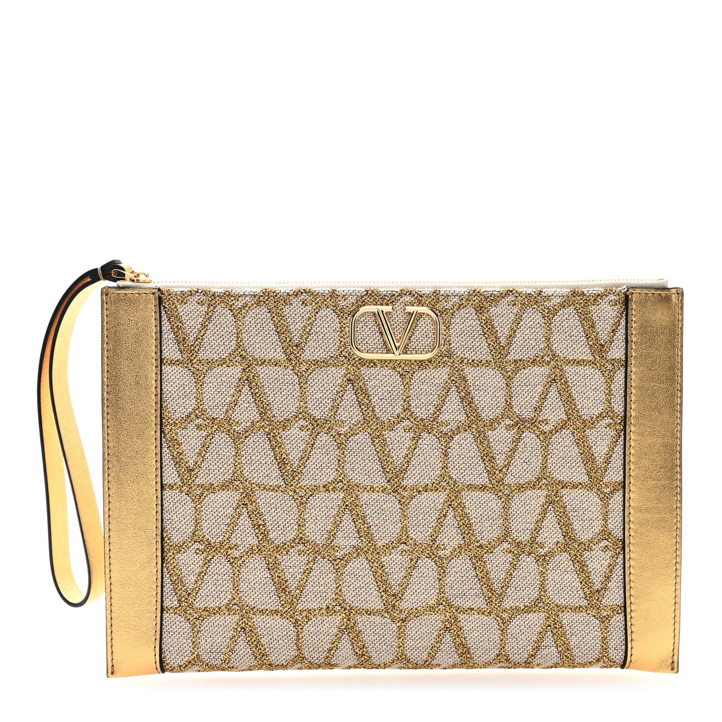 Metallic Canvas Iconographe Vlogo Pouch Gold