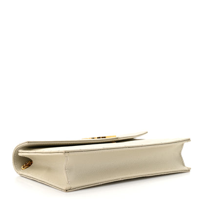 Saint Laurent Grain De Poudre Matelasse Chevron Monogram Envelope Chain Wallet Crema Soft 4 of 9