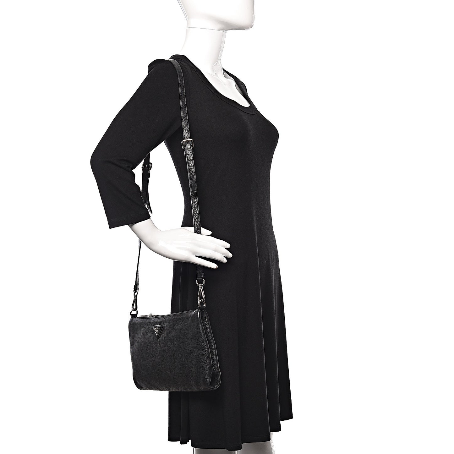 Vitello Daino Crossbody Bag Black