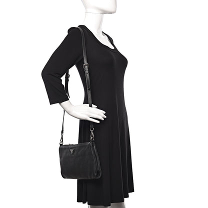 Prada Vitello Daino Crossbody Bag Black 2 of 16
