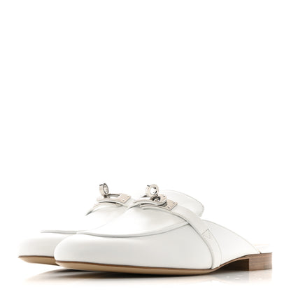 Hermes Calfskin Oz Mules 37.5 White 4 of 10