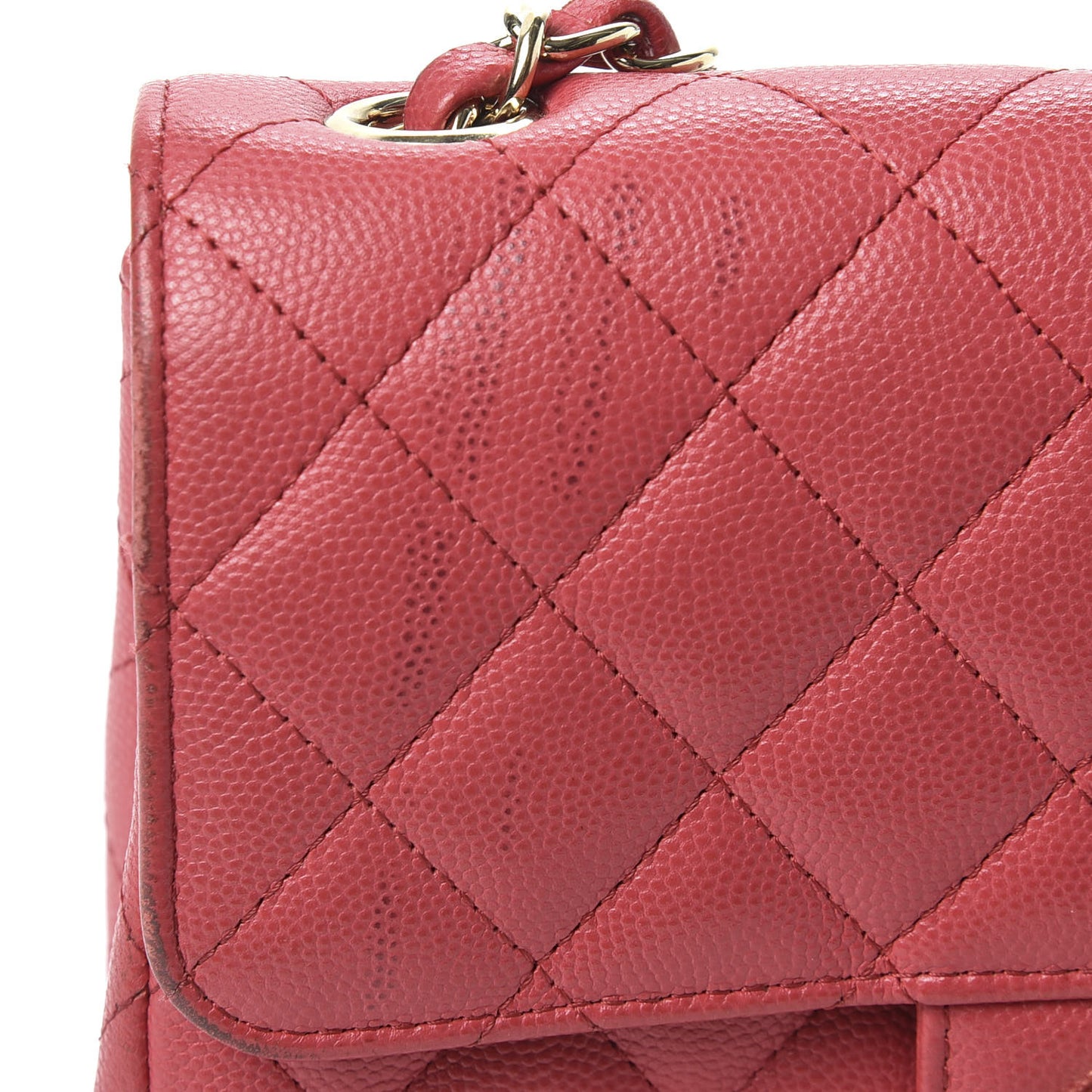 Caviar Quilted Mini Rectangular Flap Red