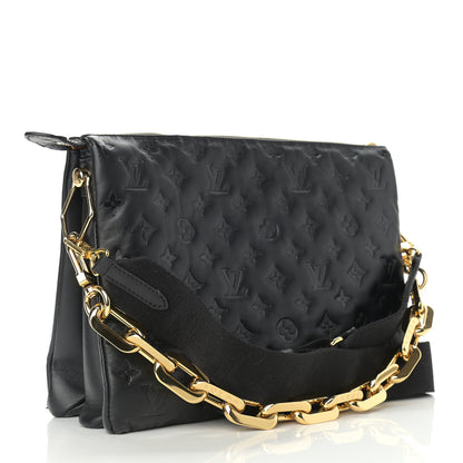 Louis Vuitton Lambskin Embossed Monogram Coussin MM Black 3 of 11
