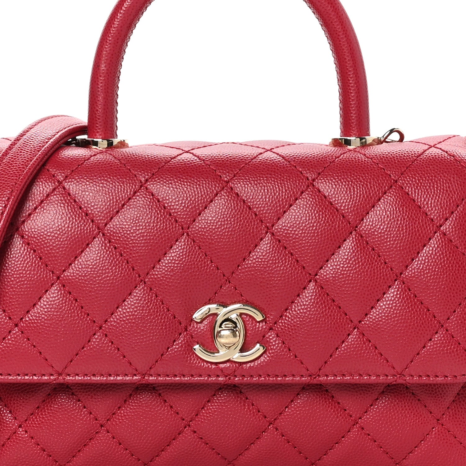 Chanel Caviar Quilted Mini Coco Handle Flap Red 8 of 11