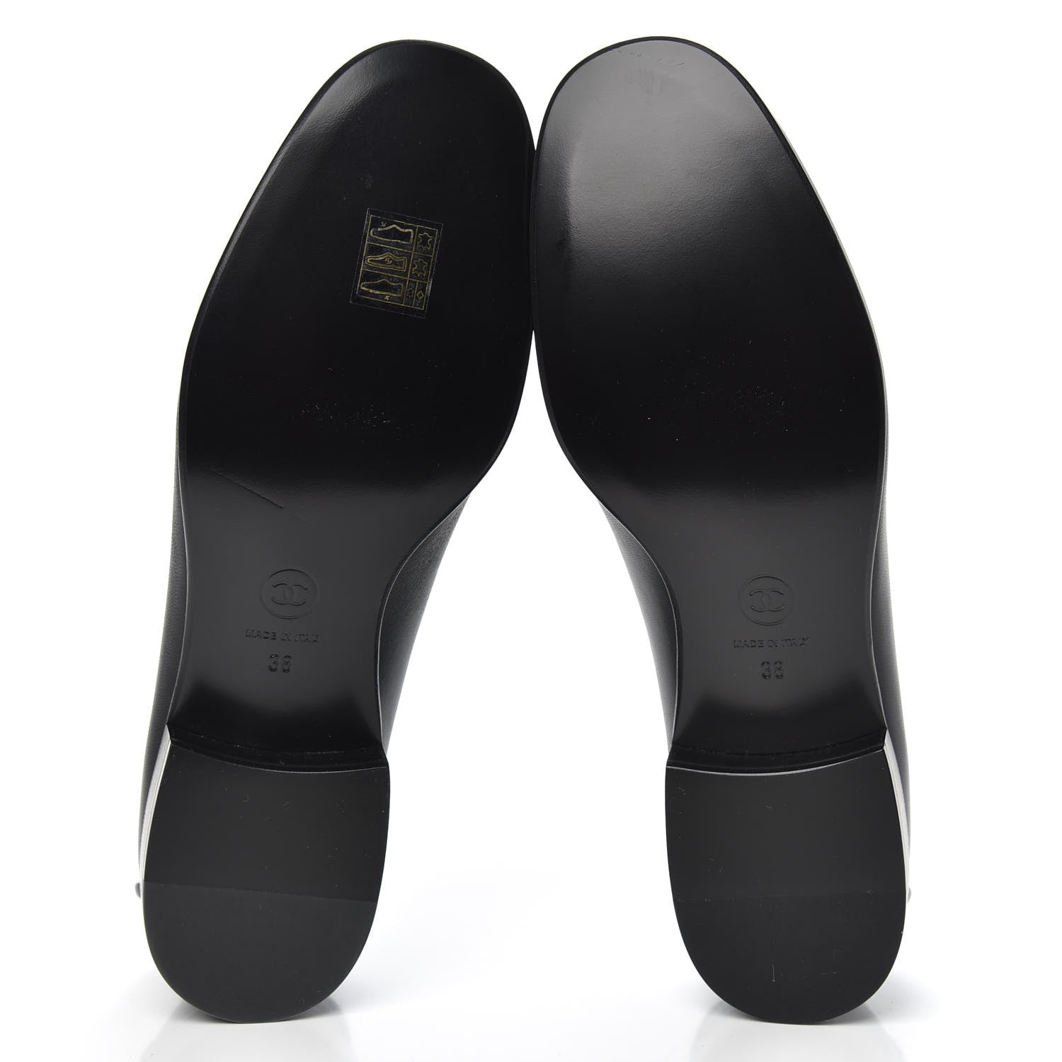 Chanel Lambskin Quilted Womens CC Loafers 38 Black 5 of 9
