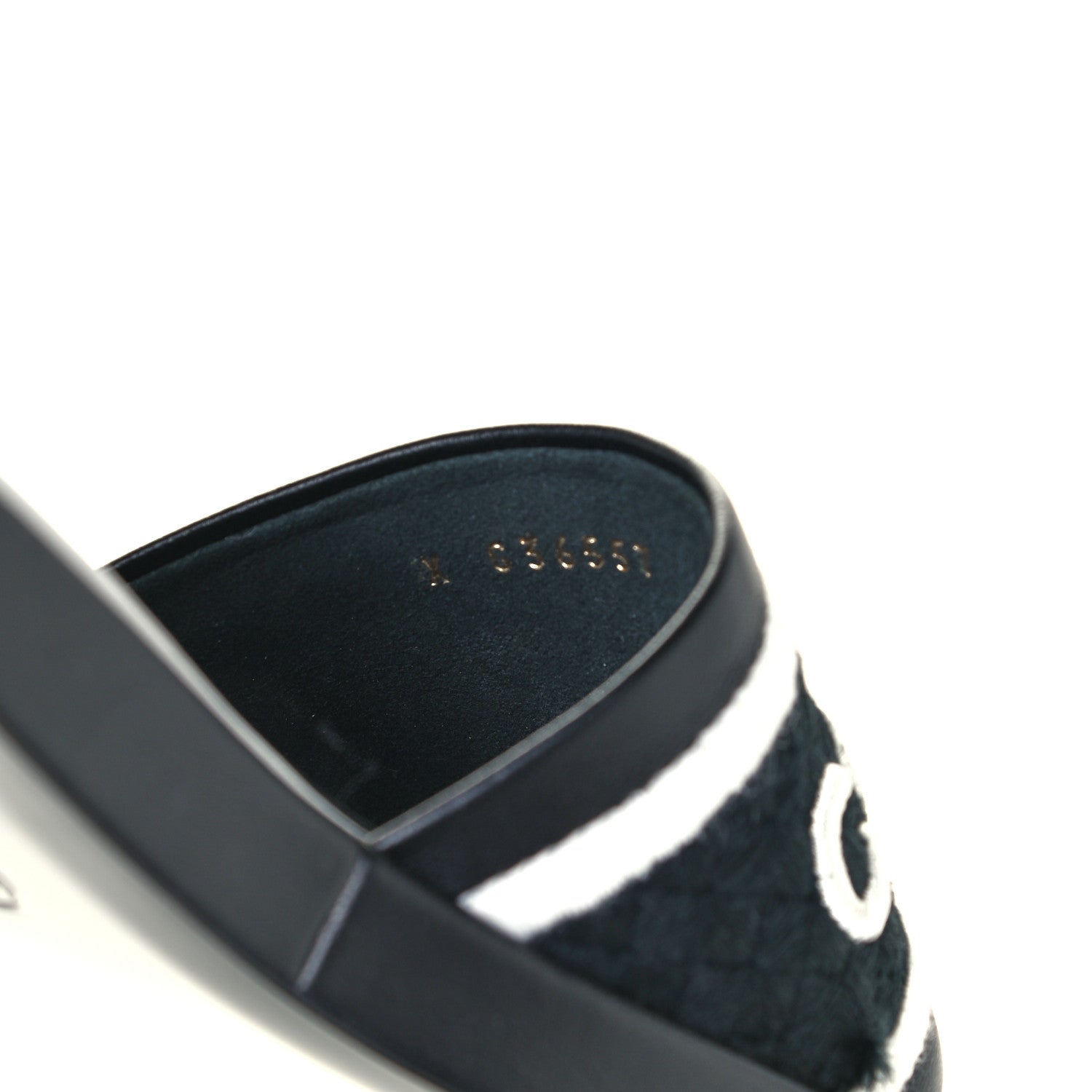 Chanel Lambskin Embroidered CC Mule Sandal 36 Black White 10 of 10