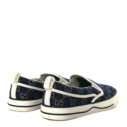 Gucci New Denim GG Monogram Mens 1977 Tennis Slip On Sneakers 8.5 Blue Tea Mystic White 5 of 10