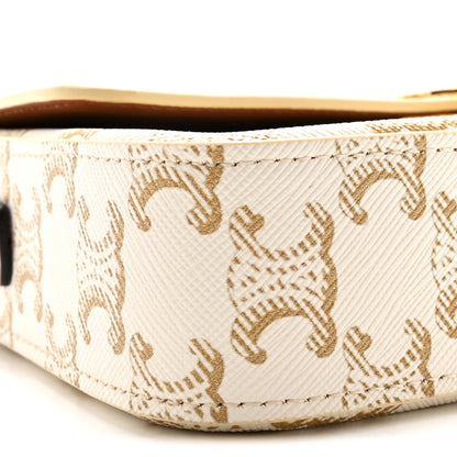 Celine Canvas Calfskin Triomphe Shoulder Bag White White 9 of 10