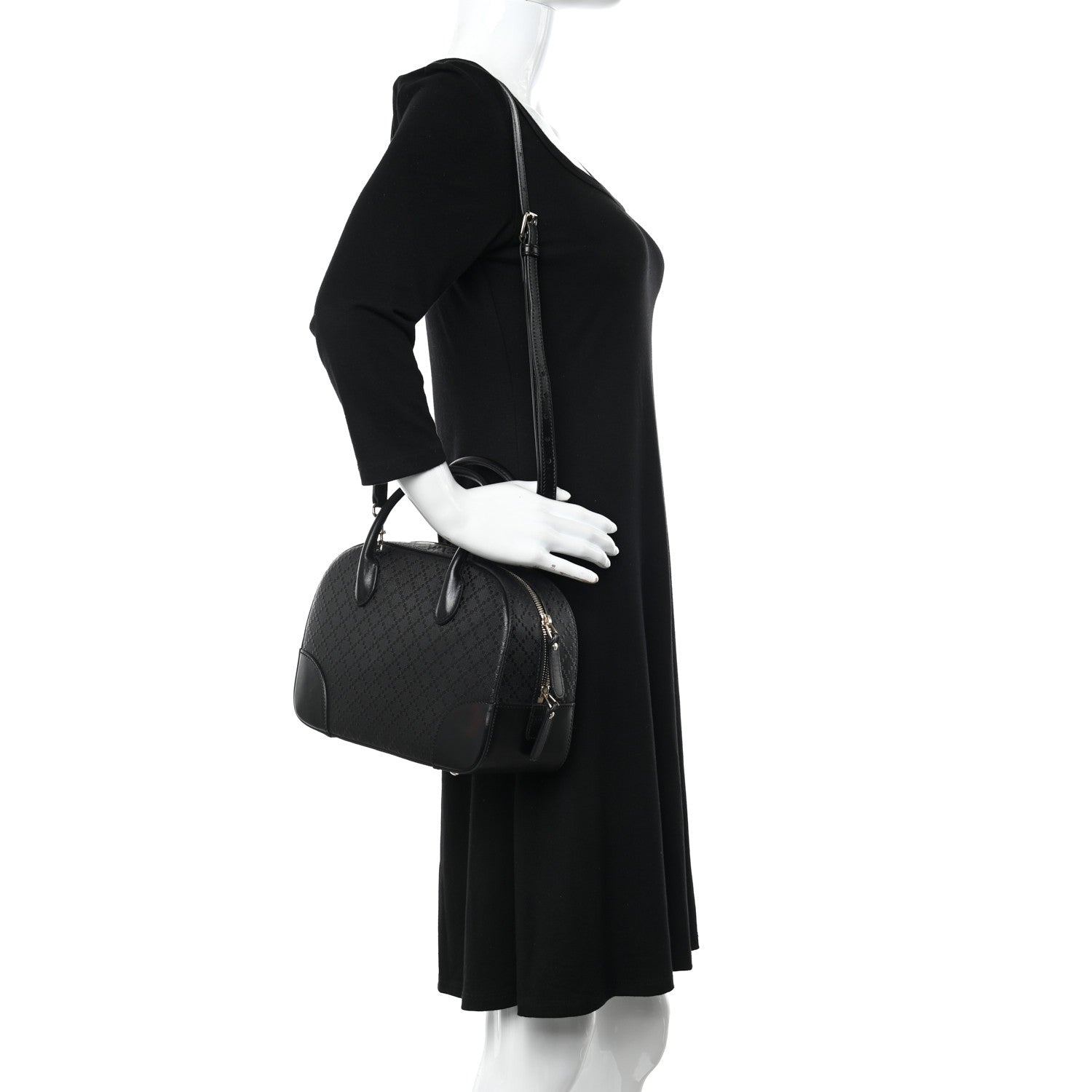 Gucci Calfskin Diamante Small Top Handle Bag Black 2 of 11
