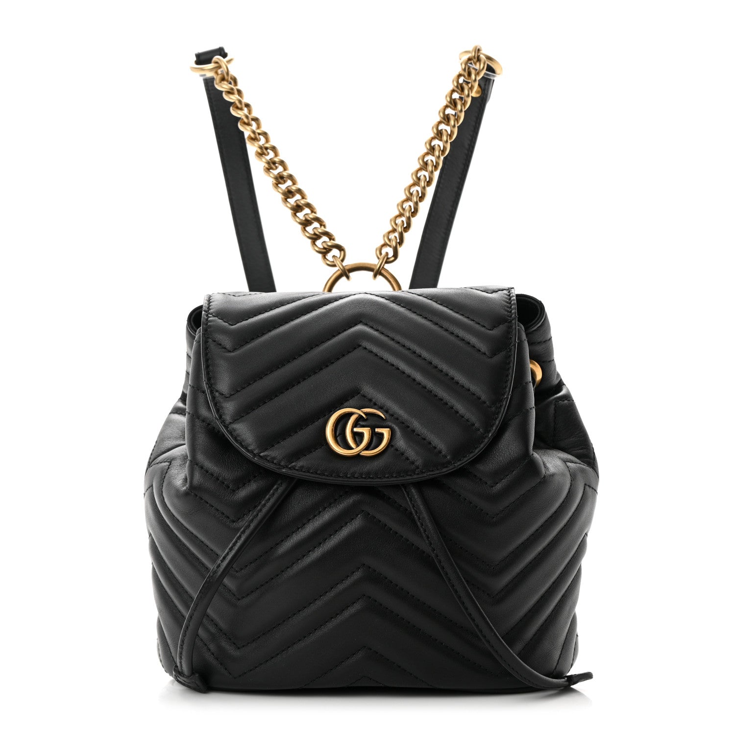 Gucci Calfskin Matelasse GG Marmont Flap Backpack Black 1 of 18