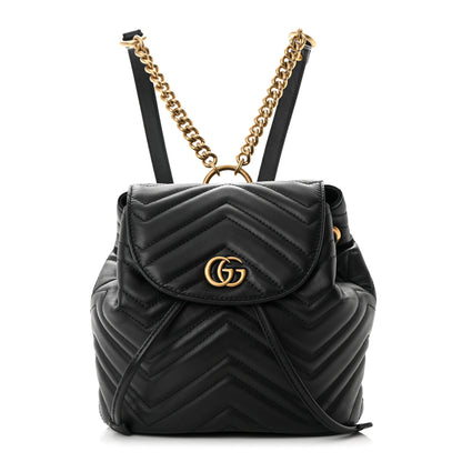 Gucci Calfskin Matelasse GG Marmont Flap Backpack Black 1 of 18
