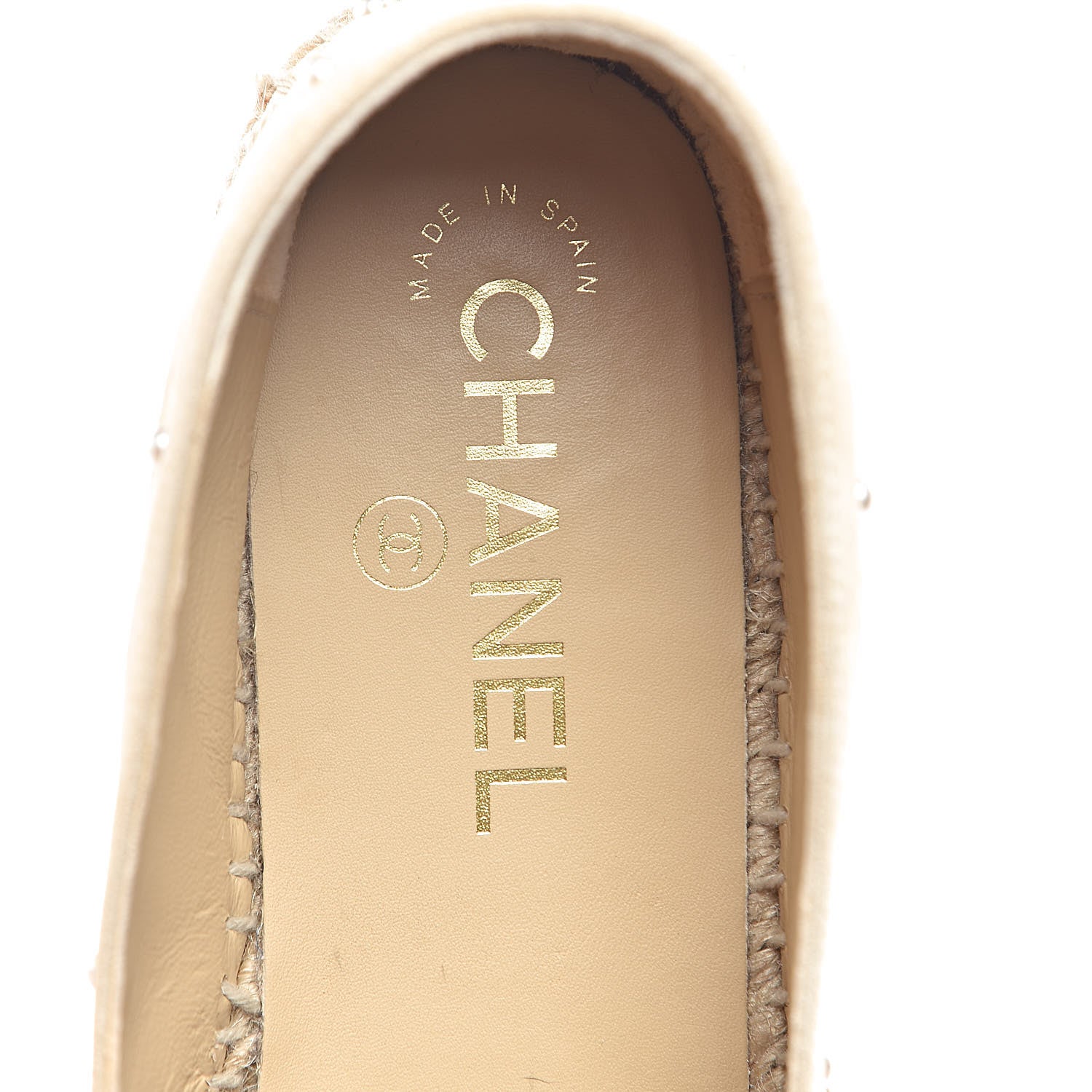 Chanel Suede Pearl CC Espadrilles 38 Beige Black 9 of 11